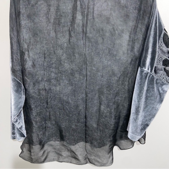 Tempo Paris Top Womens XL Burnout Velvet Whimsigoth Fairy Floral Boho Sheer - Picture 9 of 11